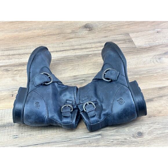 Born Black Leather Zip Ankle Boots Women's Size 6.5 Style D04100 - Picture 6 of 8